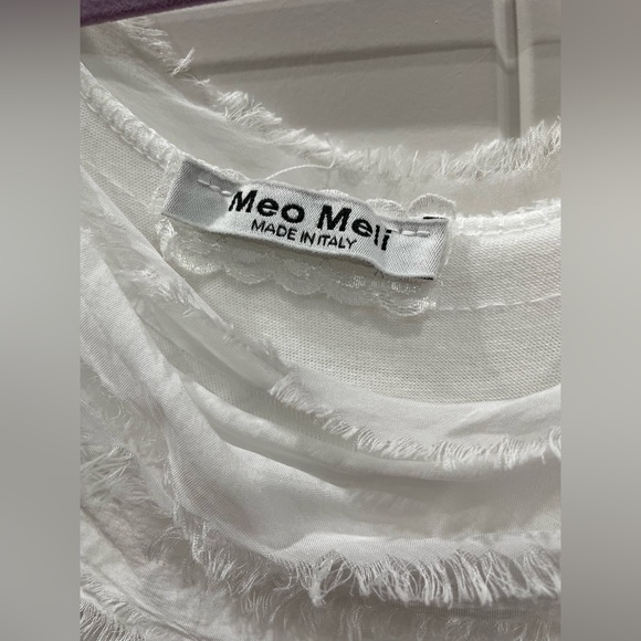 Meo Meli Ombre Blue and White Silk Tiered Midi Dress One Size Fits Most - Picture 2 of 4